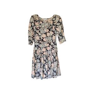 BRITLAND Vintage Women's Pink/Blk Floral Dress Sz 7